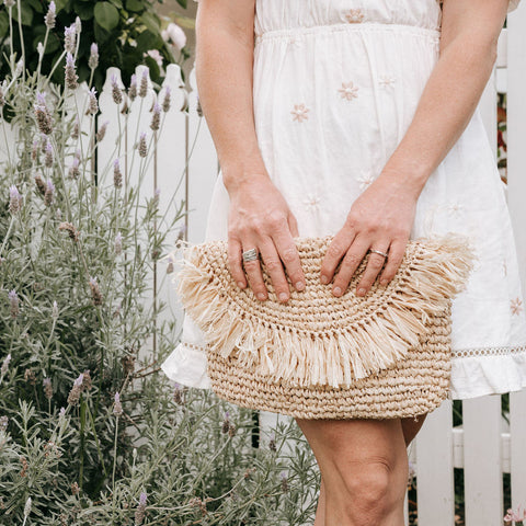 Raffia clutch